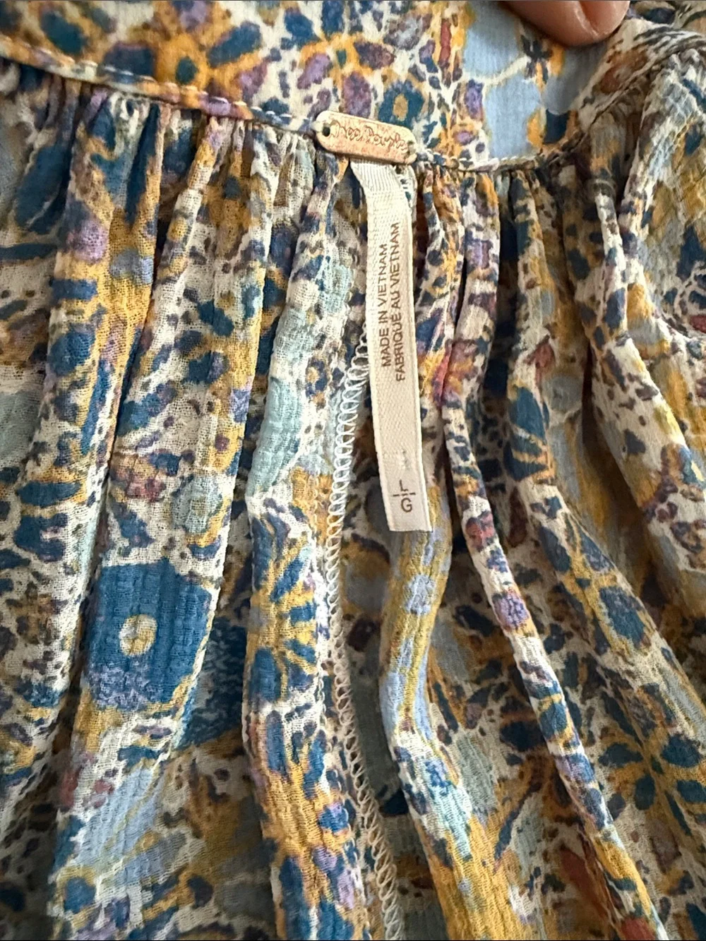 Free People Feeling Groovy Floral Ruffled Maxi Dress Soft Blue, Cream Size L